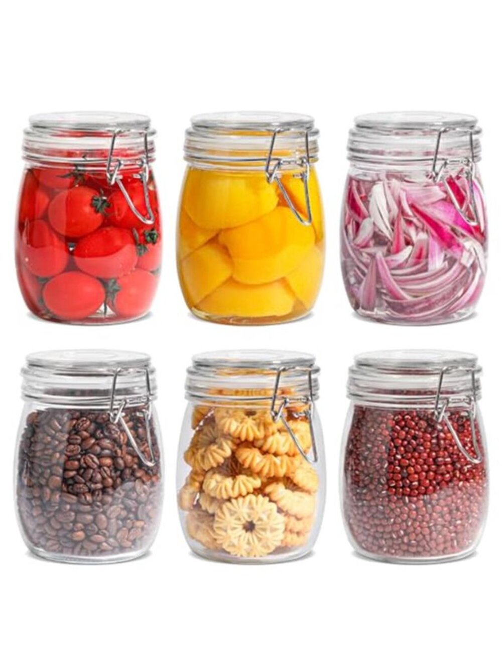 6-Pack 25oz Round Glass Mason Jars with Lids, Airtight Canning Jars for Kitchen